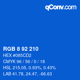 Color code: RGB 8 92 210 | qconv.com