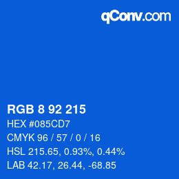 カラーコード: RGB 8 92 215 | qconv.com