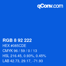 颜色代码: RGB 8 92 222 | qconv.com
