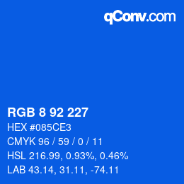 颜色代码: RGB 8 92 227 | qconv.com