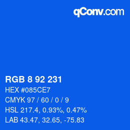 カラーコード: RGB 8 92 231 | qconv.com
