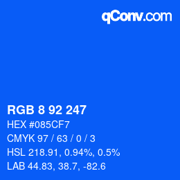 颜色代码: RGB 8 92 247 | qconv.com