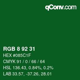カラーコード: RGB 8 92 31 | qconv.com