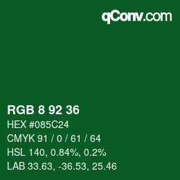 カラーコード: RGB 8 92 36 | qconv.com