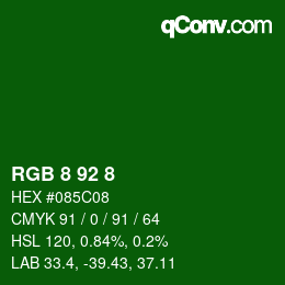 Color code: RGB 8 92 8 | qconv.com