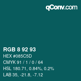 颜色代码: RGB 8 92 93 | qconv.com