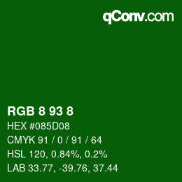 Color code: RGB 8 93 8 | qconv.com