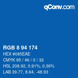 カラーコード: RGB 8 94 174 | qconv.com