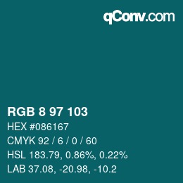 カラーコード: RGB 8 97 103 | qconv.com