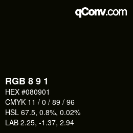 カラーコード: RGB 8 9 1 | qconv.com