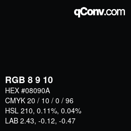 Color code: RGB 8 9 10 | qconv.com