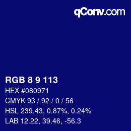 Color code: RGB 8 9 113 | qconv.com