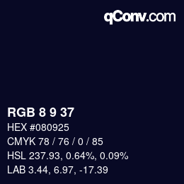 Color code: RGB 8 9 37 | qconv.com