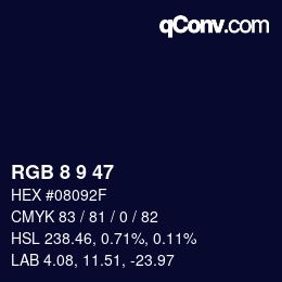 Color code: RGB 8 9 47 | qconv.com