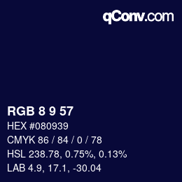 カラーコード: RGB 8 9 57 | qconv.com