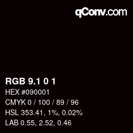 Color code: RGB 9.1 0 1 | qconv.com