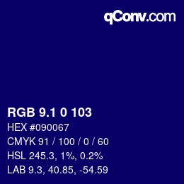 カラーコード: RGB 9.1 0 103 | qconv.com