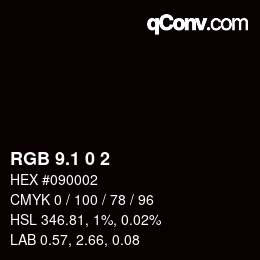 Color code: RGB 9.1 0 2 | qconv.com