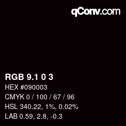 カラーコード: RGB 9.1 0 3 | qconv.com