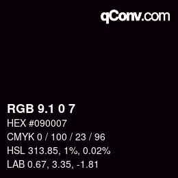 Color code: RGB 9.1 0 7 | qconv.com