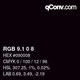 Color code: RGB 9.1 0 8 | qconv.com