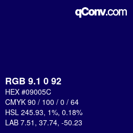 カラーコード: RGB 9.1 0 92 | qconv.com