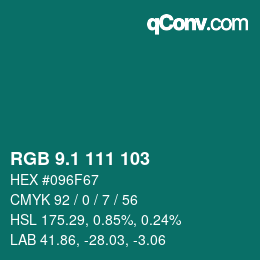 カラーコード: RGB 9.1 111 103 | qconv.com