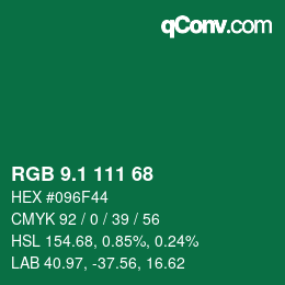 カラーコード: RGB 9.1 111 68 | qconv.com
