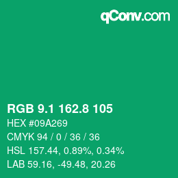 カラーコード: RGB 9.1 162.8 105 | qconv.com