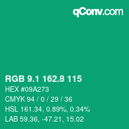 カラーコード: RGB 9.1 162.8 115 | qconv.com