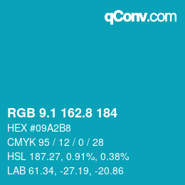 カラーコード: RGB 9.1 162.8 184 | qconv.com