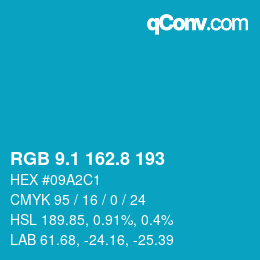 カラーコード: RGB 9.1 162.8 193 | qconv.com