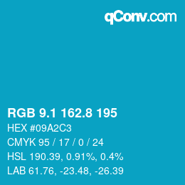 カラーコード: RGB 9.1 162.8 195 | qconv.com