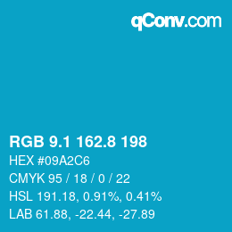 Color code: RGB 9.1 162.8 198 | qconv.com
