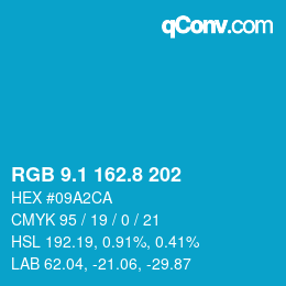 カラーコード: RGB 9.1 162.8 202 | qconv.com