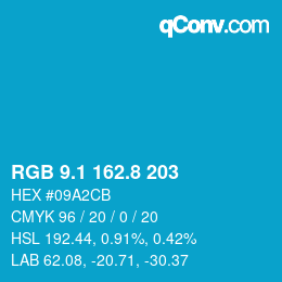 カラーコード: RGB 9.1 162.8 203 | qconv.com