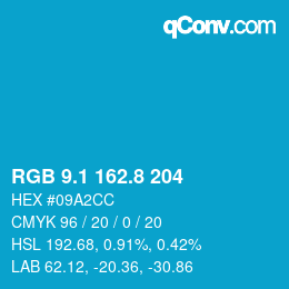 カラーコード: RGB 9.1 162.8 204 | qconv.com