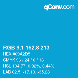 カラーコード: RGB 9.1 162.8 213 | qconv.com