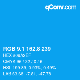 カラーコード: RGB 9.1 162.8 239 | qconv.com