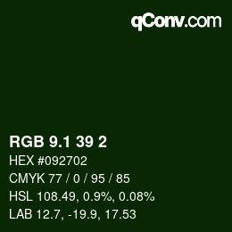Color code: RGB 9.1 39 2 | qconv.com