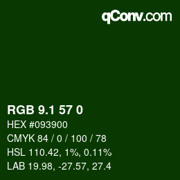 カラーコード: RGB 9.1 57 0 | qconv.com