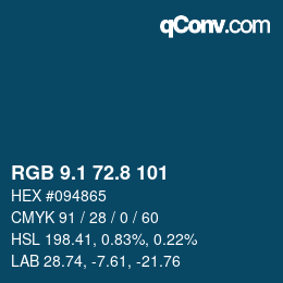 Color code: RGB 9.1 72.8 101 | qconv.com