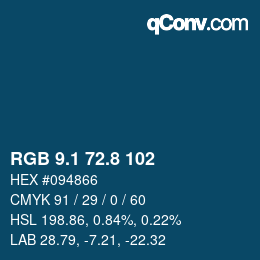 Color code: RGB 9.1 72.8 102 | qconv.com