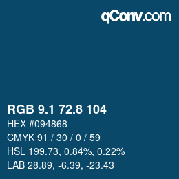 カラーコード: RGB 9.1 72.8 104 | qconv.com
