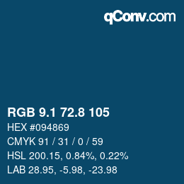 カラーコード: RGB 9.1 72.8 105 | qconv.com