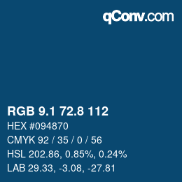 カラーコード: RGB 9.1 72.8 112 | qconv.com