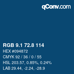 カラーコード: RGB 9.1 72.8 114 | qconv.com