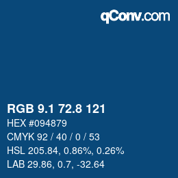 Color code: RGB 9.1 72.8 121 | qconv.com