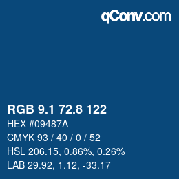 Código de color: RGB 9.1 72.8 122 | qconv.com