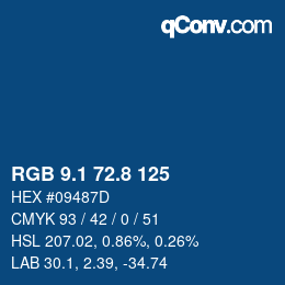 Color code: RGB 9.1 72.8 125 | qconv.com